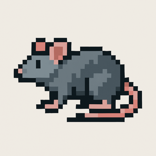 Make a pixilated rat facing left.
In-Game asset.  2d.  High contrast.  No shadows