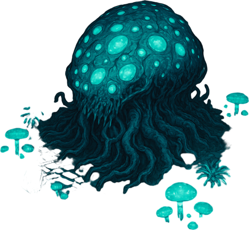 Top down isometric Cyberpunk forest, anime Akira-nausicaa inspired, background scene, large sci-fi horror bioluminescent glowing alien flora