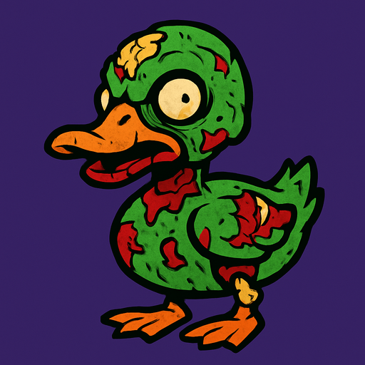 zombie duck.
In-Game asset.  2d.  High contrast.  No shadows