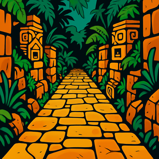 A background in a style similar to the Temple Run game with wrapped.
In-Game asset.  2d.  High contrast.  No shadows