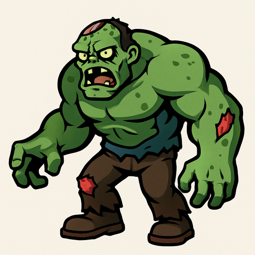 tank zombie.
In-Game asset.  2d.  High contrast.  No shadows