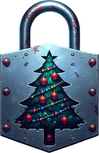 eerie christmas inspired tree lock with a resident evil style.
Single Game Texture. In-Game asset. 2d. Blank background. High contrast. No shadows.