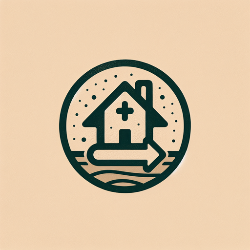 Minimal icon of a home with direction icon pointing to the home.
sand background