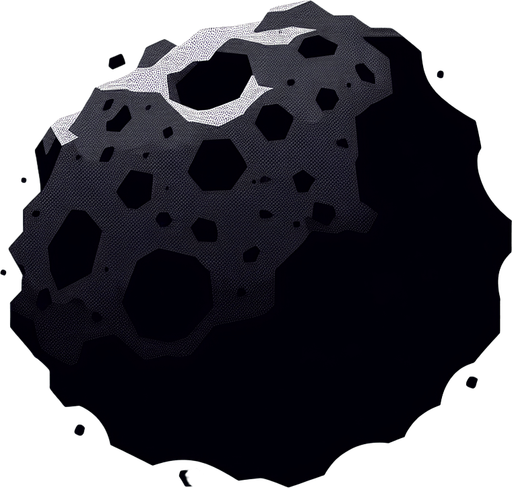 Asteroid.
Single Game Texture.  In-Game asset.  2d.  Blank background.  High contrast.  No shadows