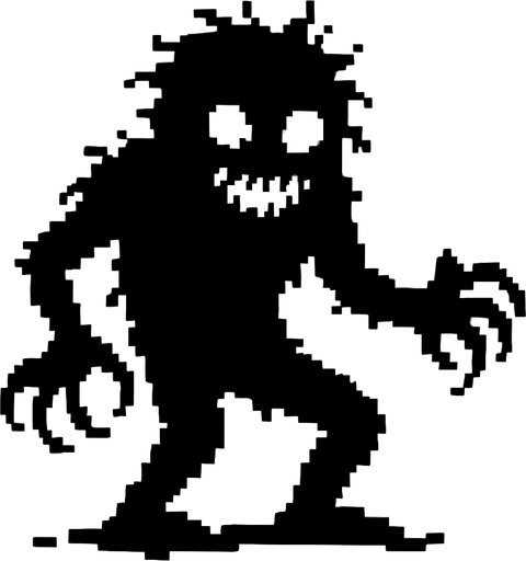 sombra de pixeles que de miedo.
In-Game asset.  2d.  High contrast.  No shadows