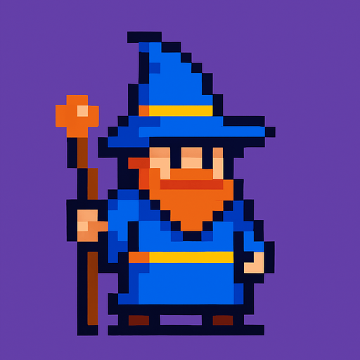 mago pixel art
In-Game asset.  2d.  High contrast.  No shadows