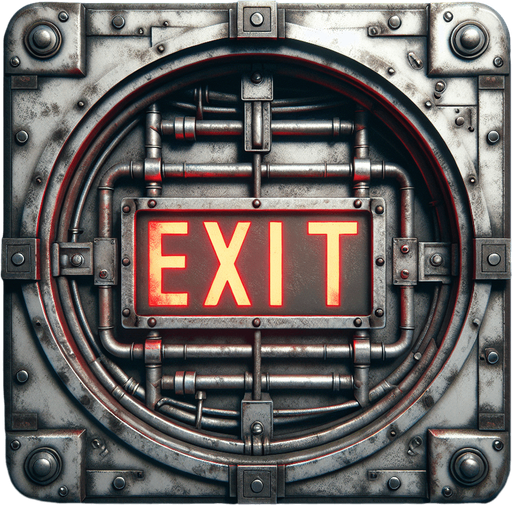 create an escape hatch with a red exit sign on it.
Single Game Texture. In-Game asset. 2d. Blank background. High contrast. No shadows.