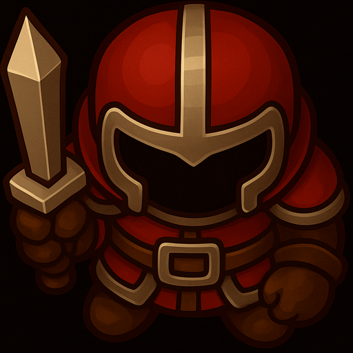 slightly rotate the character counterclock wise, so its facing directly the -y direction, from top view perspective. use a red, brown and silver color theme