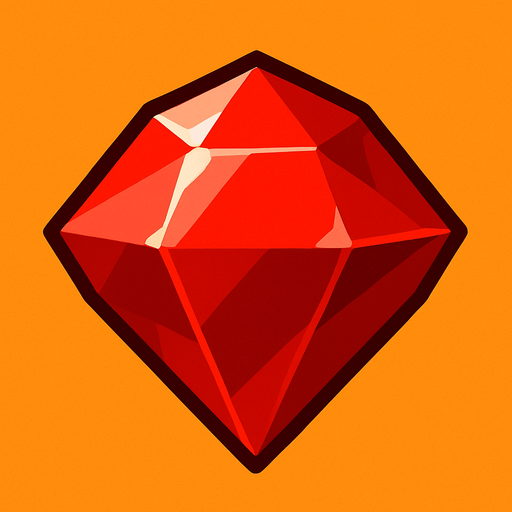 red gem.
In-Game asset.  2d.  High contrast.  No shadows
