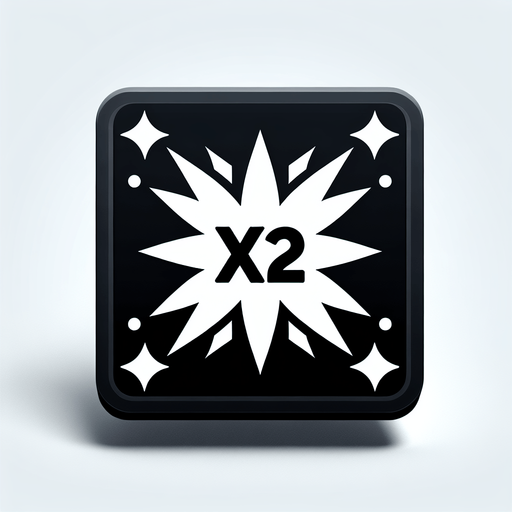 爆炸，里面有X2的字样.
Single Game Texture. In-Game asset. 2d. Blank background. High contrast. No shadows.