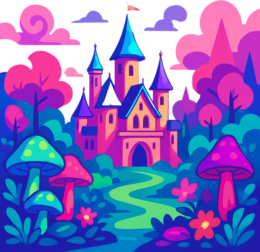 Fond d'écran monde féerique.
In-Game asset.  2d.  High contrast.  No shadows