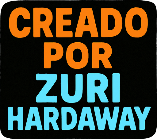 unas letras que digan : creado por ZURI HARDAWAY.
In-Game asset.  2d.  High contrast.  No shadows