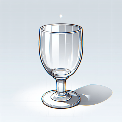 An empty drinking glass..
Single Game Texture. In-Game asset. 2d. Blank background. High contrast. No shadows.