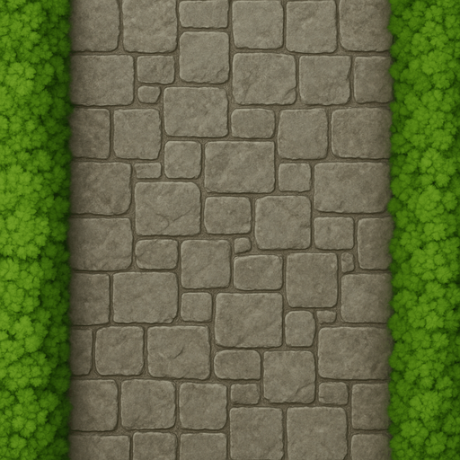 Haz una textura de piedra al fondo. Usa piedras cuadradas. A los lados haz arbustos pequeños.