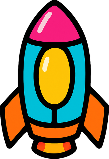 colorful ship bullet facing up.
In-Game asset.  2d.  High contrast.  No shadows