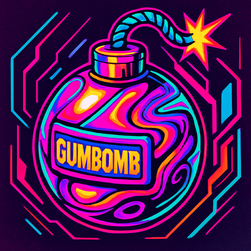GumBomb assets. cyberpunk + abstract style. HD colors.
In-Game asset.  2d.  High contrast.  No shadows