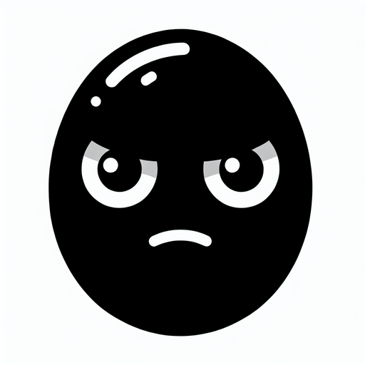 a black oval with a harrased face.