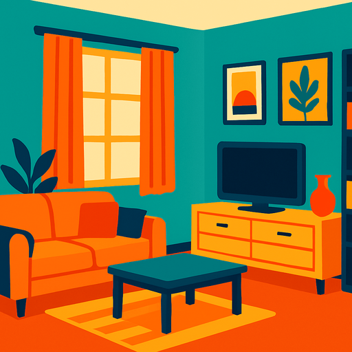 Fond d'écran appartement.
In-Game asset.  2d.  High contrast.  No shadows