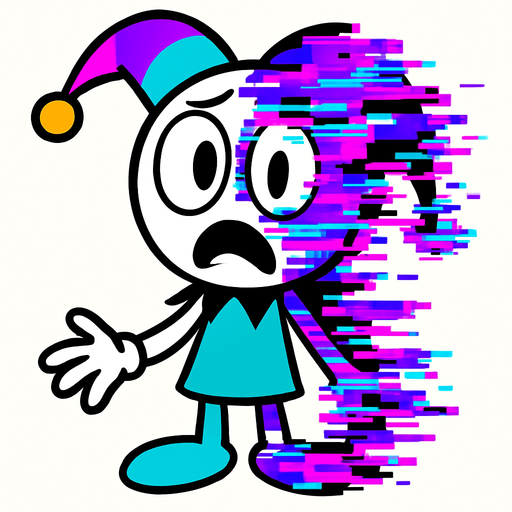 Pibby glitch pomni.
In-Game asset.  High contrast.  No shadows