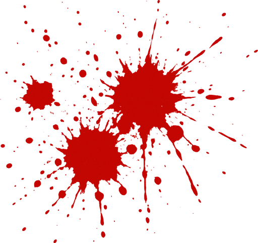 blood splatter effect. In-game assets. No background. Transparent background..
High contrast.  No shadows