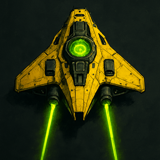 poisonous yellow laser spaceship top view.