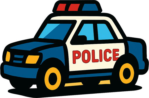police car.
In-Game asset.  2d.  High contrast.  No shadows