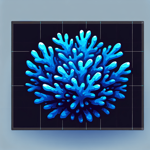 Blue coral.
Single Game Texture.  In-Game asset.  2d.  Blank background.  High contrast.  No shadows. Awesome. Cool