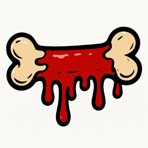 Kanlı kemik 2D. Top View..
In-Game asset.  2d.  High contrast.  No shadows