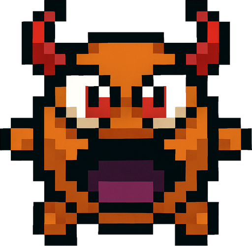 Un enemigo pequeño visto desde arriba, pixel cartoon..
In-Game asset.  2d.  High contrast.  No shadows no backgound
