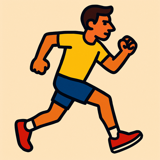 runner with a yellow shirt.
In-Game asset.  2d.  High contrast.  No shadows