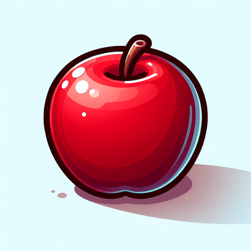 red apple,cartoon,2d,blank background.
Single Game Texture.  In-Game asset.  2d.  Blank background.  High contrast.  No shadows