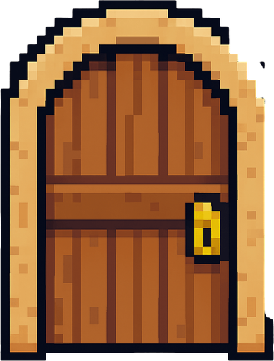 Pixel Art Door.
In-Game asset.  2d.  High contrast.  No shadows