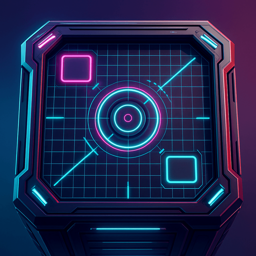 Pack top square of tower facing the screen to use it as a grid. future. seen from above. HD colors.