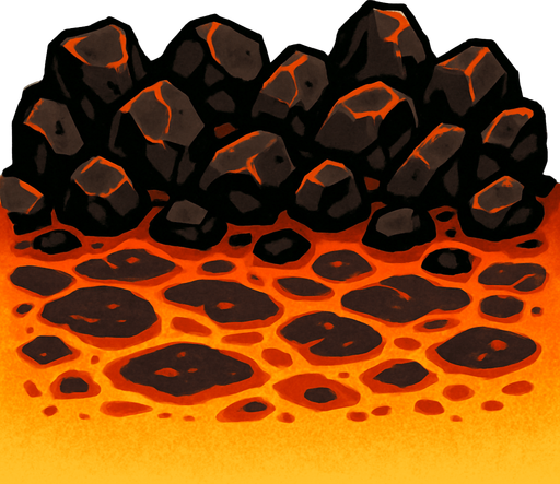 Volcanic rocks for a ground.
In-Game asset.  2d.  High contrast.  No shadows