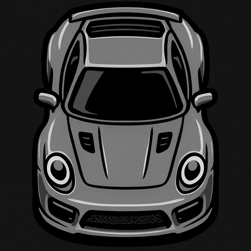 Grey sports car arcade top view.
In-Game asset.  2d.  High contrast.  No shadows