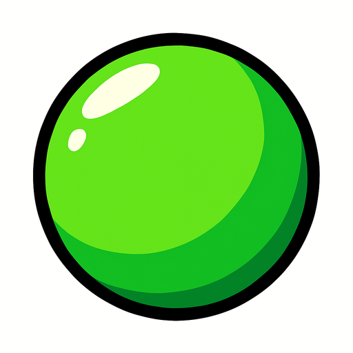 green ball.
In-Game asset.  2d.  High contrast.  No shadows
