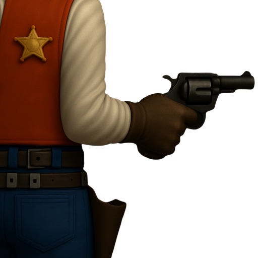 Exactly the same picture with Sherrif holding his gun much lower aiming it straight ahead