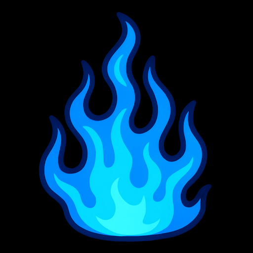 Blue fire.
In-Game asset.  2d.  High contrast.  No shadows
