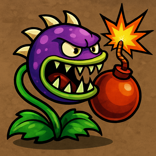 Piraña explosiva del plantas vs zombies.
In-Game asset.  2d.  High contrast