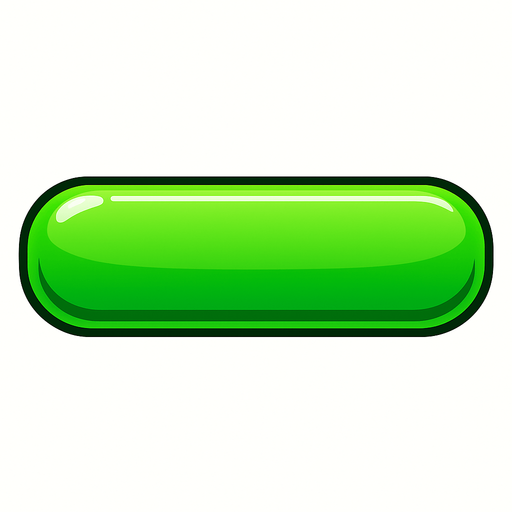 Long, shiny green button.
In-Game asset.  2d.  High contrast.  No shadows