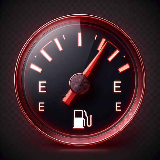 Red fuelindicator's gauge. Transparent image from front view.