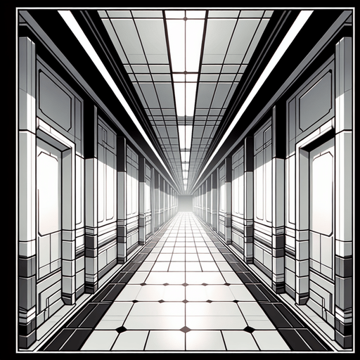 create a hallway.
Single Game Texture.  In-Game asset.  2d.  Blank background.  High contrast.  No shadows