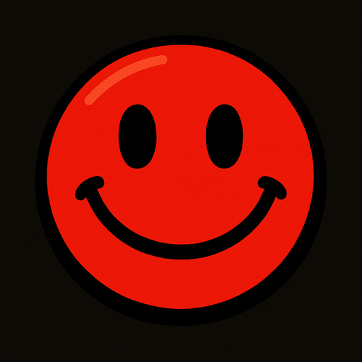 red smiley ball.
In-Game asset.  2d.  High contrast.  No shadows