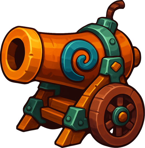 Cannon from the fantasy.
In-Game asset.  2d.  High contrast.  No shadows