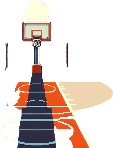 background of a basketball court seen from the perspective of a player. pixelated. 8 bit.
Single Game Texture. In-Game asset. 2d. Blank background. High contrast. No shadows.