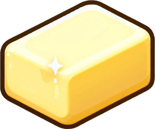 soft butter stick. Single Game Texture. In-Game asset. 2d. Blank background. High contrast. No shadows.