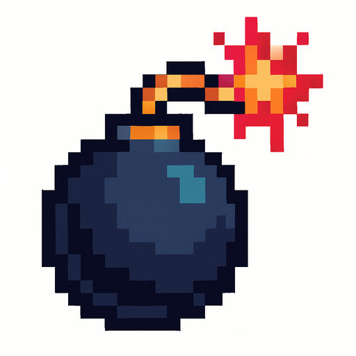 Bomba pixel.
In-Game asset.  2d.  High contrast.  No shadows