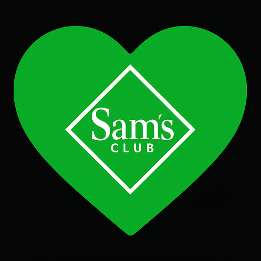 Un corazon verde de sams club.
In-Game asset.  2d.  High contrast.  No shadows