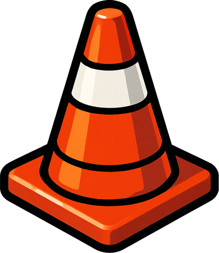 traffic cone.
In-Game asset.  2d.  High contrast.  No shadows
