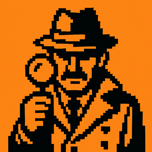 detective.
In-Game asset.  2d.  High contrast.  No shadows. pixel art